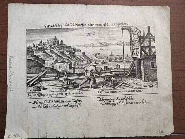 1678 Daniel Meisner Copper Engraving View Of Pozzuoli Puteoli Kingdom Of Naples 3