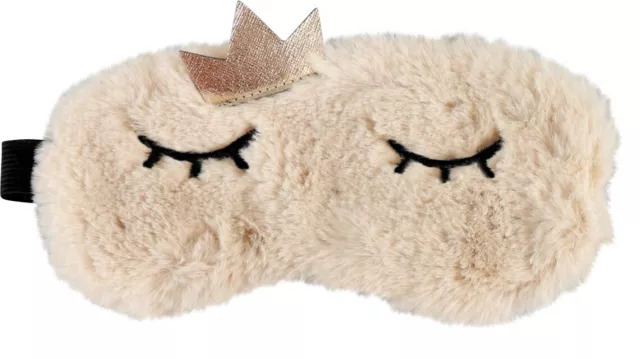 Schlafbrille Princess in Beige Schlafmaske Augenmaske flauschig weich NEU