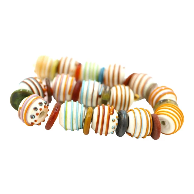 OliveStuart Handmade Lampwork Beads 29 southwest sunset round/disc