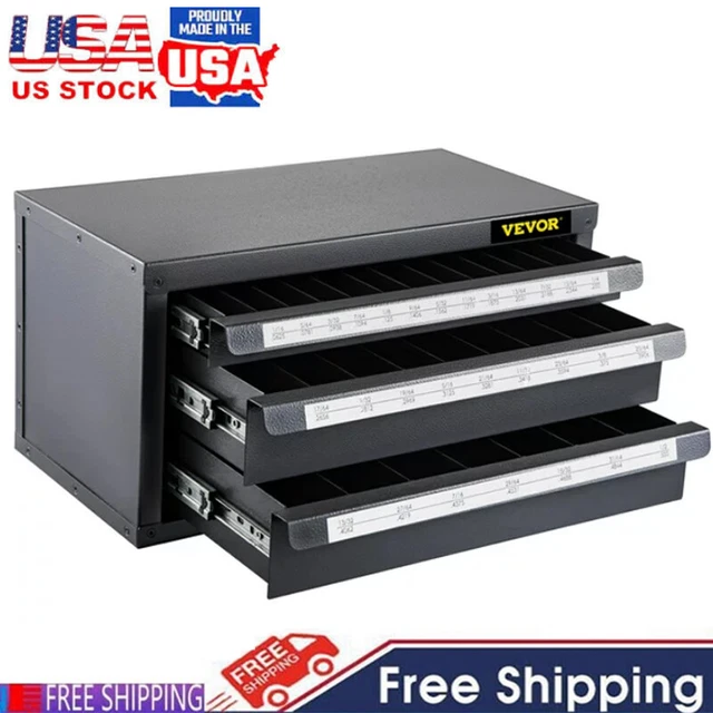 3-Drawers Drill Bit Dispenser Cabinet 29-Compartment Organizer Dispenser Holder