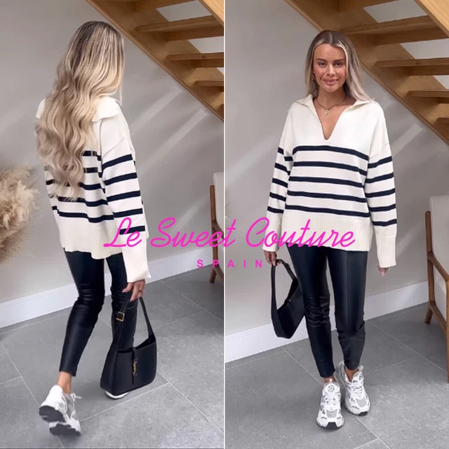 ZARA WOMAN NWT Ss22 Ecru Blue Striped Knit Sweater All Sizes 5536/128  $64.00 - PicClick