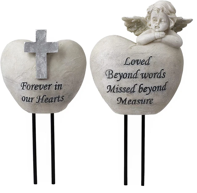 Jarrones de tumba de cementerio de ángeles y cruz, decoraciones de tumba para cementerio, monumento...