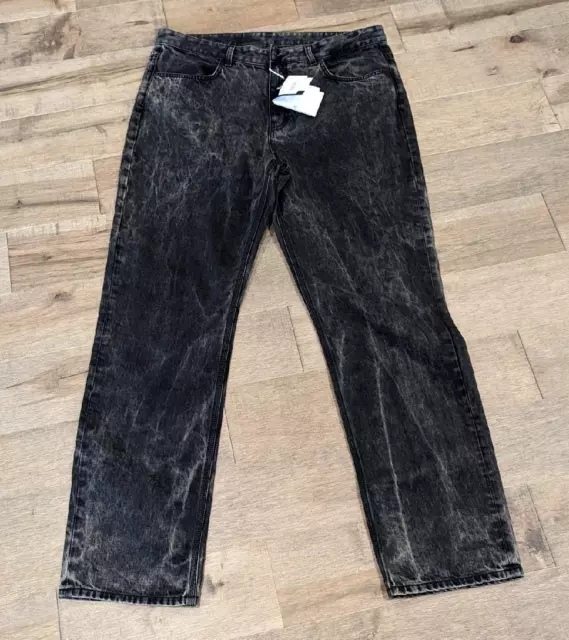 $840 Mens Givenchy Faded Straight Leg Jeans Black 38