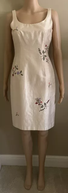 Laundry By Shelli Segal Sleeveless Embroidered Silk Dress Size 4