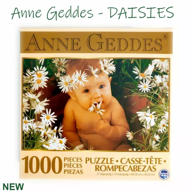 Anne Geddes Jigsaw Puzzle 1000 Piece Daisies Newborn Baby 27x19in Gift Idea NEW