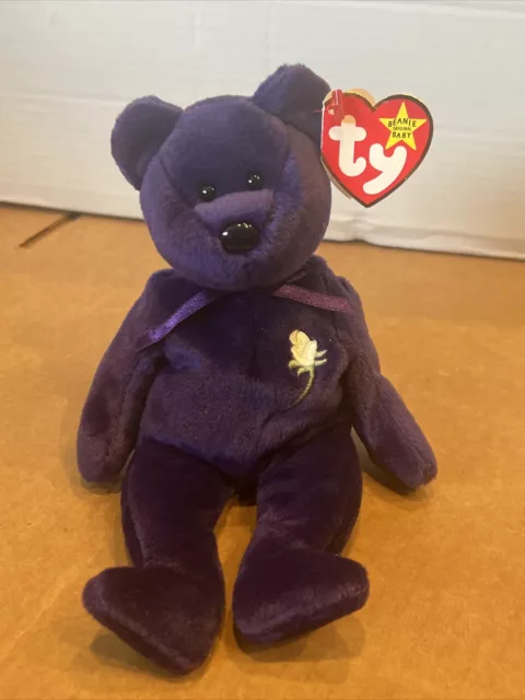 TY Beanie Baby - PRINCESS DIANA the Purple Teddy Bear (1997 -RETIRED) With Tags