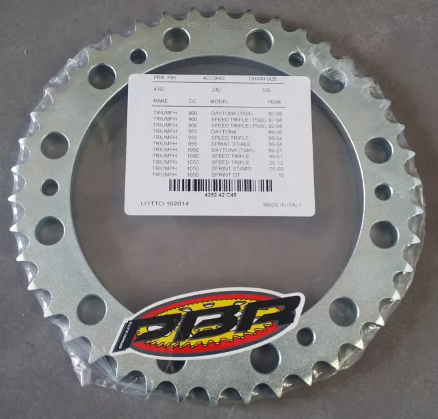 Pbr Rear Sprocket Steel C45 530 Pitch 43 T. For Triumph Daytona 955 1999 > 2001