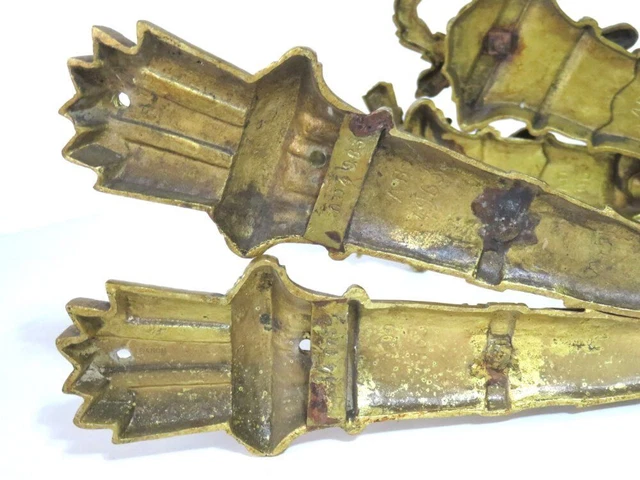 Pair Large Antique French Victorian Style Ornate Cast Brass Curtain Tie Backs 15