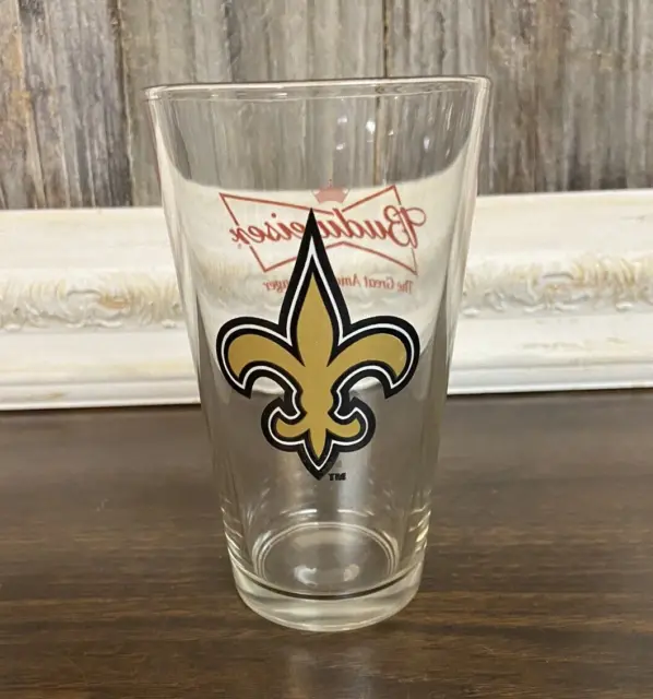 SAINTS / BUDWEISER  The Great American Lager Clear Glass Vintage