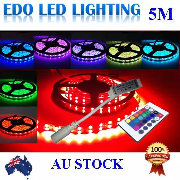 5050 RGB 5M 300 LEDS SMD LED Strip Light Strip lights 12V 24 KEY IR Controller