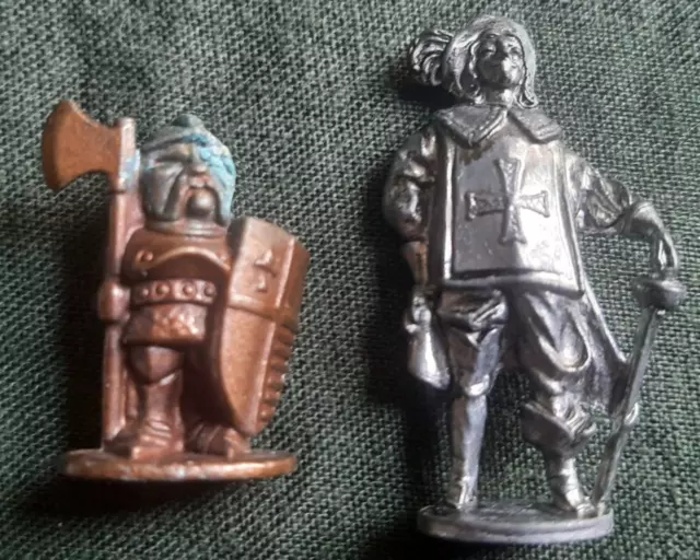 2 Vintage Kinder Metal Figures - Musketeer & Dwarf