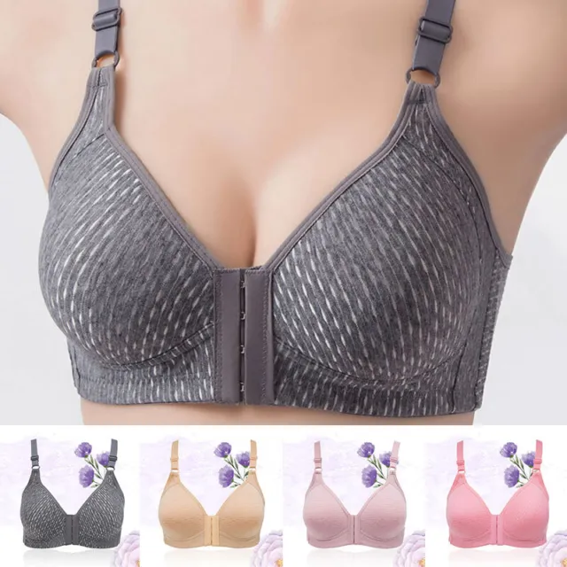 Women Lady Bra Wireless Cotton Push Up Front Closure Bras for
