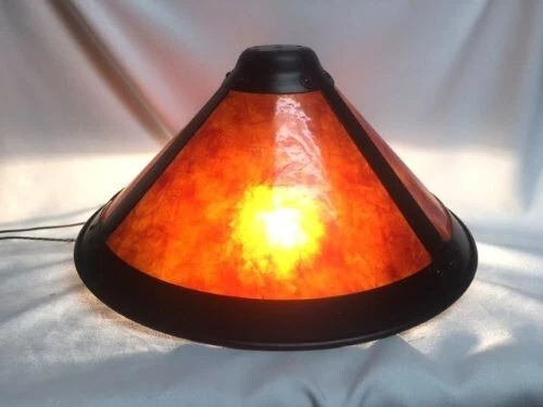 15” Torchier Table Lamp Shade Arts & Crafts Style Mica Mission Panel Light