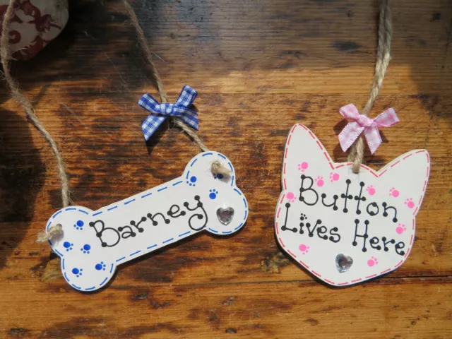 Personalised Pet Sign Cat Dog Hanging Sign Plaque Bone Fur Baby Handmade Gift