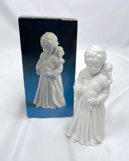 Avon Nativity Collectible 1983 Nativity Shepherd Boy Lamb Porcelain White Figure