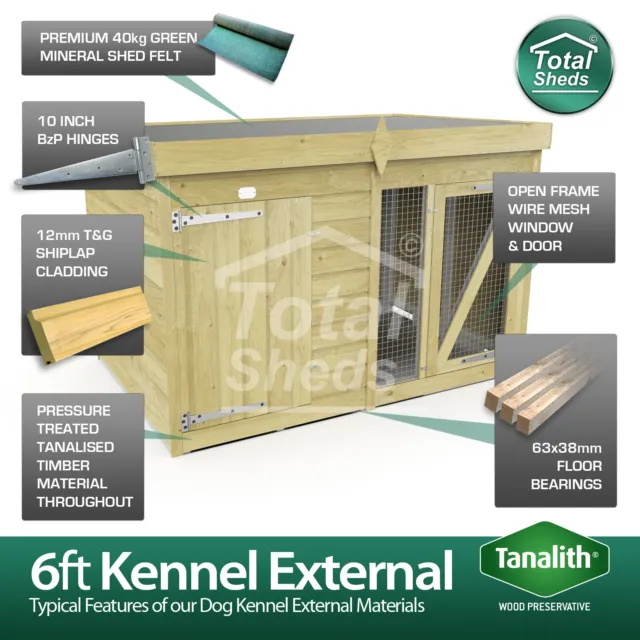 Dog Kennel & Run 6ft x 4ft Fully Pressure Treated Tanalised Timber Free delivery 2