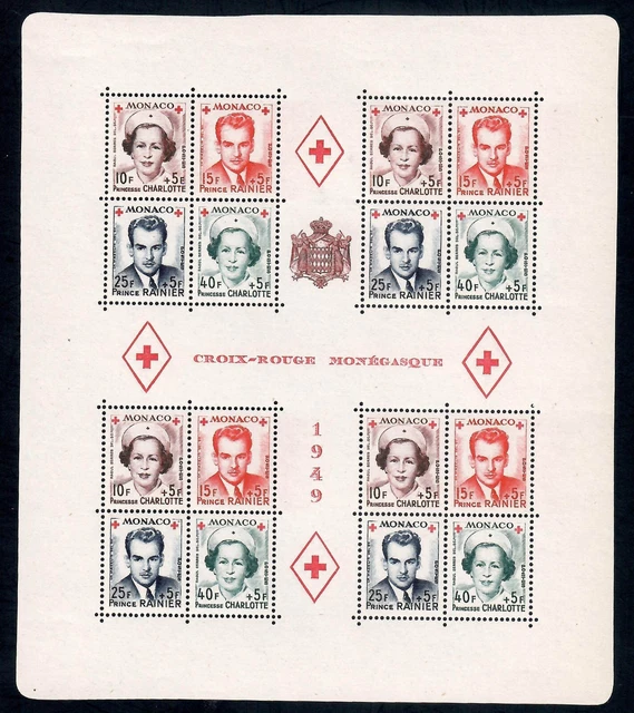 MONACO 1949 FOGLIETTI Pro Croce Rossa Monegasca Certificato MNH** EUR