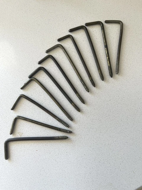Vintage Lot Of 11  Screw In Wall Hook Primitive Coat Closet Tool Hardware Cabin