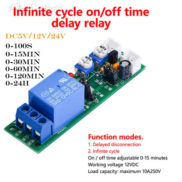 5V 12V 24V DC Infinite Cycle Delay Timer Relay Turn On-off Switch Loop ...