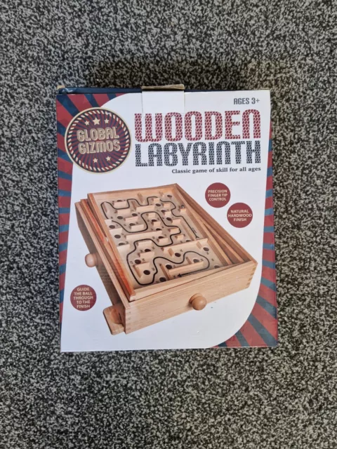 Wooden LABYRINTH Marble Run Maze Skill Board Game - Traditional