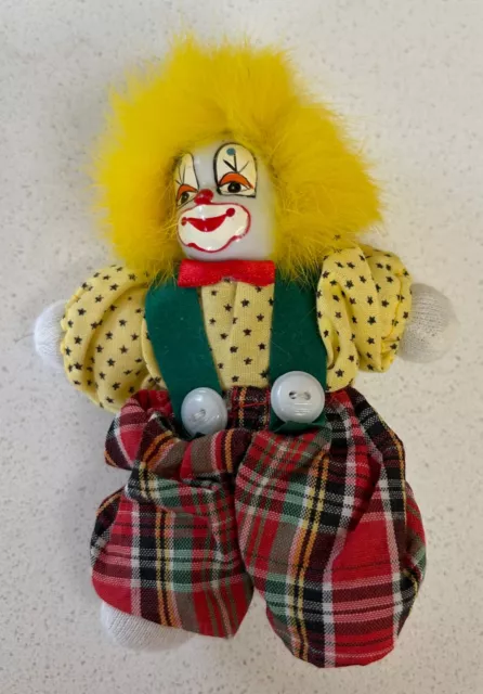 Vintage Porcelain Clown Doll with Painted Face