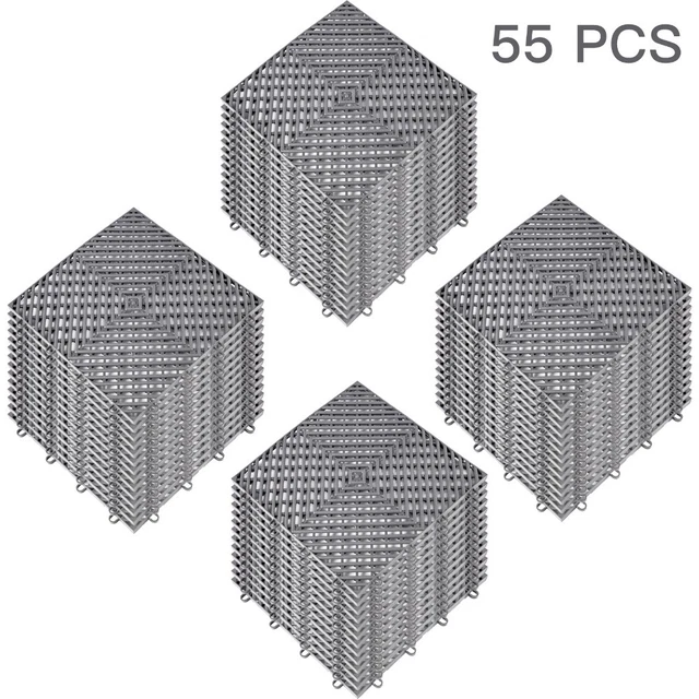 Rubber Tiles Interlocking Garage Floor Tiles 12x12x0.5 Inch 55PCS Deck Tile NEW