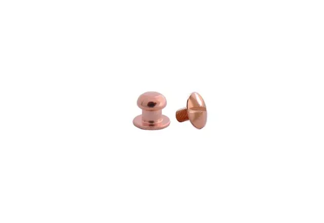 Mini 3/16" 5mm Screw Back Button Head Stud & Screw, Copper Finish USBind, 1 5 10