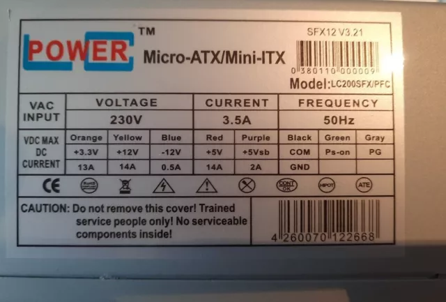 LC POWER SFX MINI-ITX MICRO-ATX Netzteil  200W LC200SFX PFC