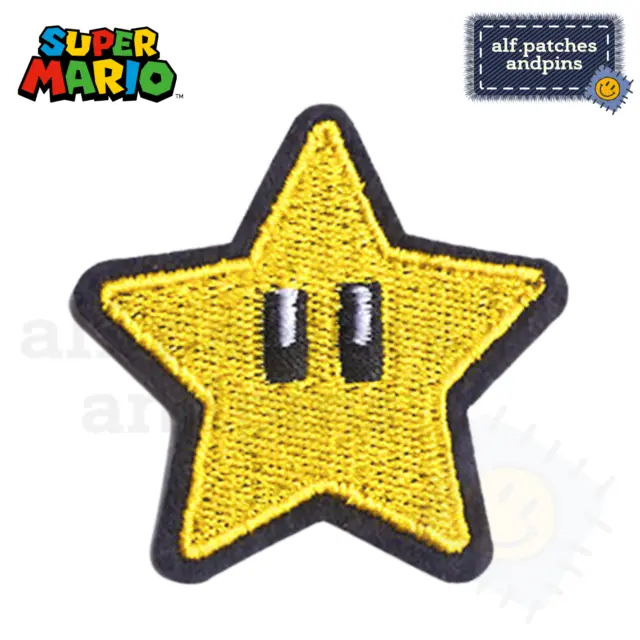 Super Mario Stern Star Nintendo Spiel Bastel - Patch Bügelbild Aufnäher Flicken