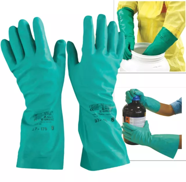 Heavy Duty Nitrile Rubber Latex Free Gloves Household Industrial Flock Washing
