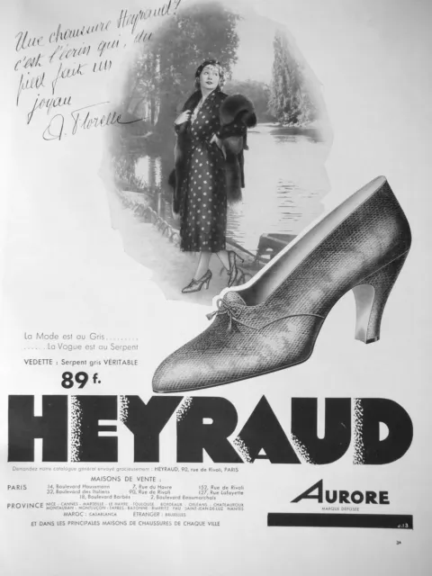 Publicité Presse 1933 Chaussure Heyraud  C'est L'écrin Qui Du Pied Fait Un Joyau