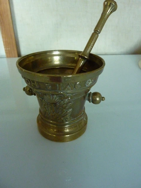 Ancien mortier et pilon en laiton pharmacie herboristerie vintage | eBay