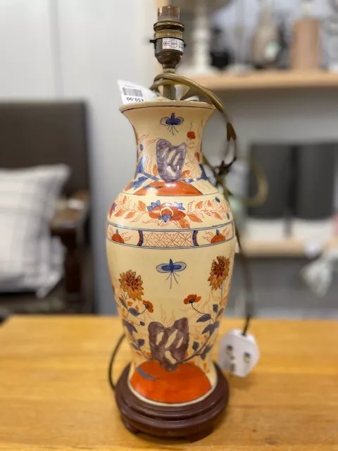 Beautiful Oriental Style Ceramic Lamp Base in Shades of Orange and Blue