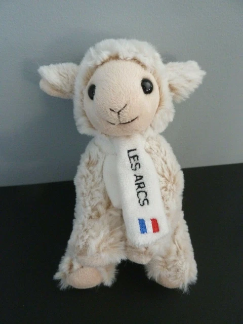 M9 - DOUDOU PELUCHE CMP MOUTON BEIGE CHINE ECRU LES ARCS 14cm assis NEUF*