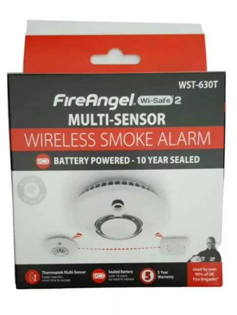 FireAngel W2-CO-10XQ Wi-Safe 2, 10 Year Battery CO Alarm 