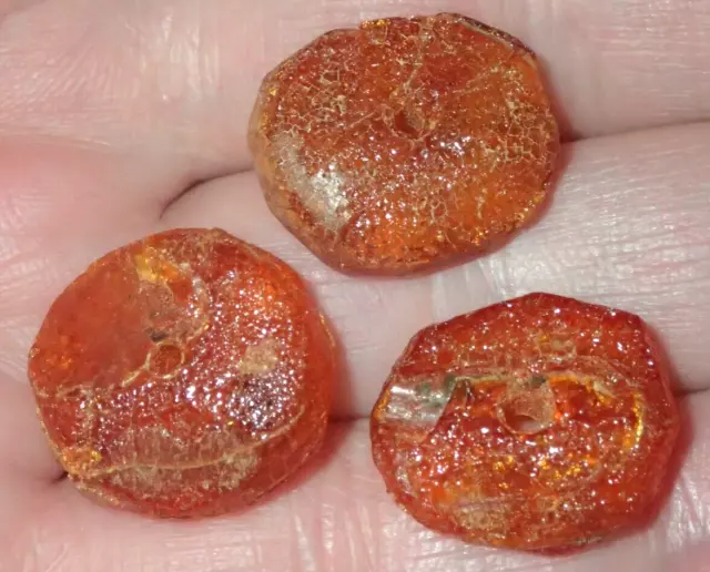 3 Ancient Amber Beads Jordan Desert Christian pilgrims Road, 19mm, #S6087