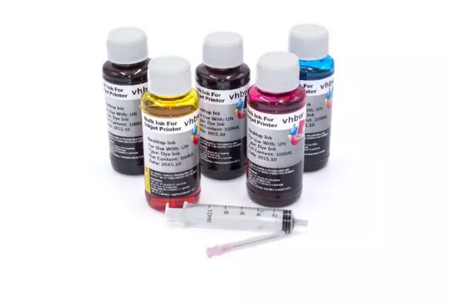 5x 100ml - Set d'encre DYE - Noir Cyan Magenta Jaune - pour Brother