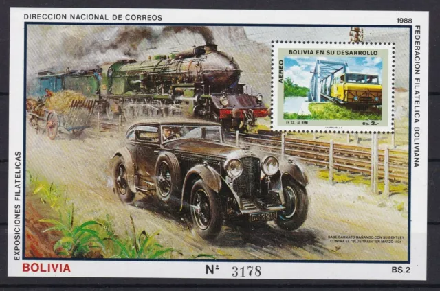 Bolivien Block 172 postfr./mnh Einbahn railway Autos cars 1988 -08593