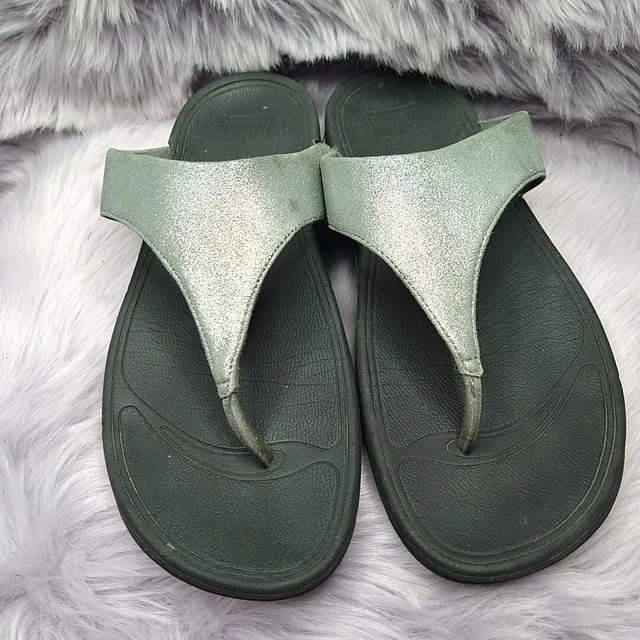 Fitflop Lulu Wedge Flip Flop Sandals Womens Size 11 Silver Shimmer