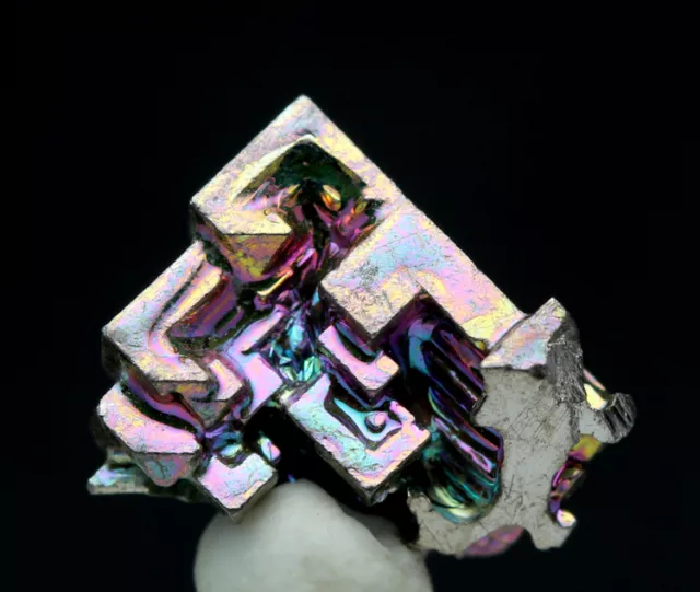 Iridescent Bismuth Specimen Rainbow Hopper Crystal Cluster Mineral w/ ID card