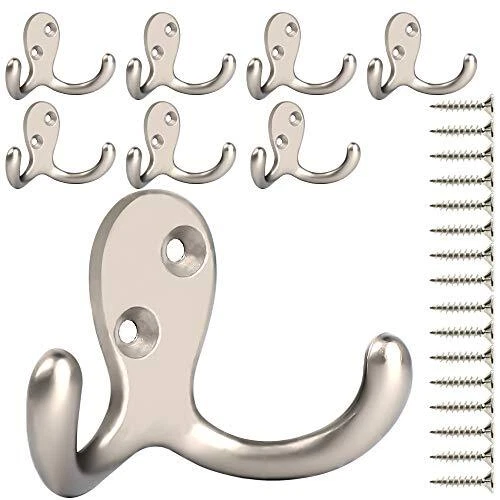 Hooks Stainless Steel Coat Robe Hat Clothes Wall Mount 8 Pack Silver Double Robe