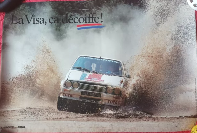 Affiche publicitaire Citroën Visa 1000 pistes. Pub Visa Chrono. Originale 1983.