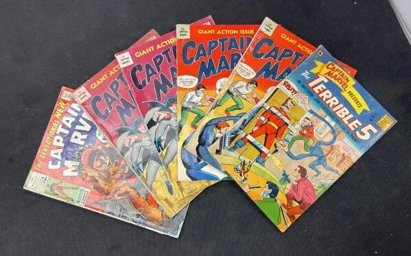 Copper Aged Captain Marvel Lot of 6 Marvel Comics M. F. Enterprises 1966-1969