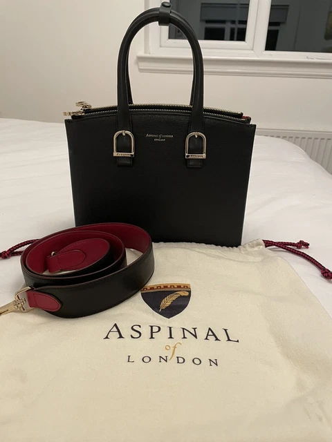 ASPINAL OF LONDON Midi Madison Tote in Black Saffiano Leather
