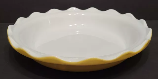 ROSHCO BAKEWARE CERAMIC Yellow Lemon 11 Inch Pie Pan Plate Ruffled
