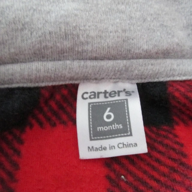 Carters Baby Infant Boy Fleece Vest Pants Outfit 6M Black Red Zip Checkered 2 pc 4