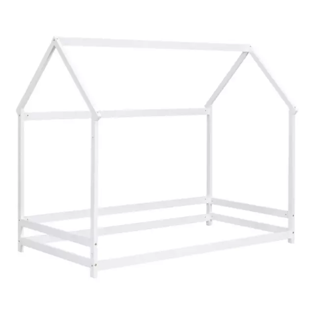 Twin House-Shaped Floor Bed with 2 Detachable Stands,White