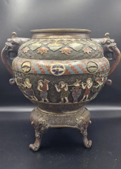 Important Vase En Bronze Émaillée Fin XIXEME Debut XXÈME Chine Ou Japon