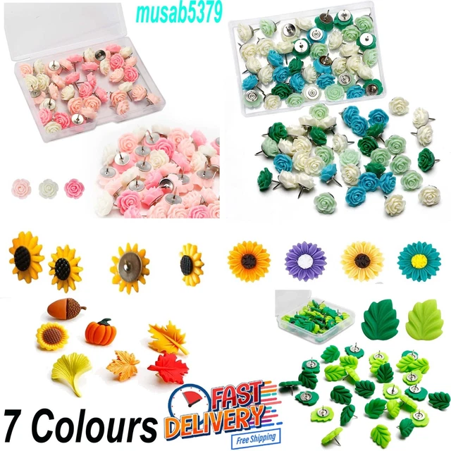 40PCS ROSE THEME Push Pins Rose Thumb Tacks Decorative Flower Cork