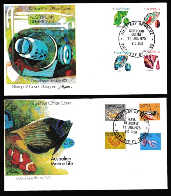 1973 Gem Stones & Sea Life Series Decimal Stamp  First Day Covers #2115